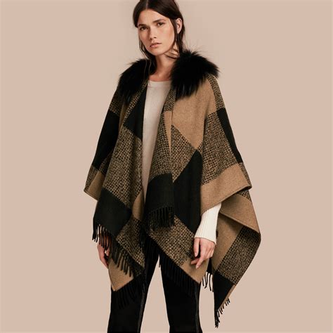 poncho burberry herren|burberry fur trimmed poncho.